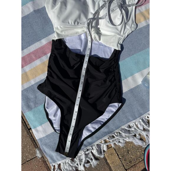 NWT, Eomenie, One Piece Bathing Suit, Black and White, Size S - Picture 2 of 6
